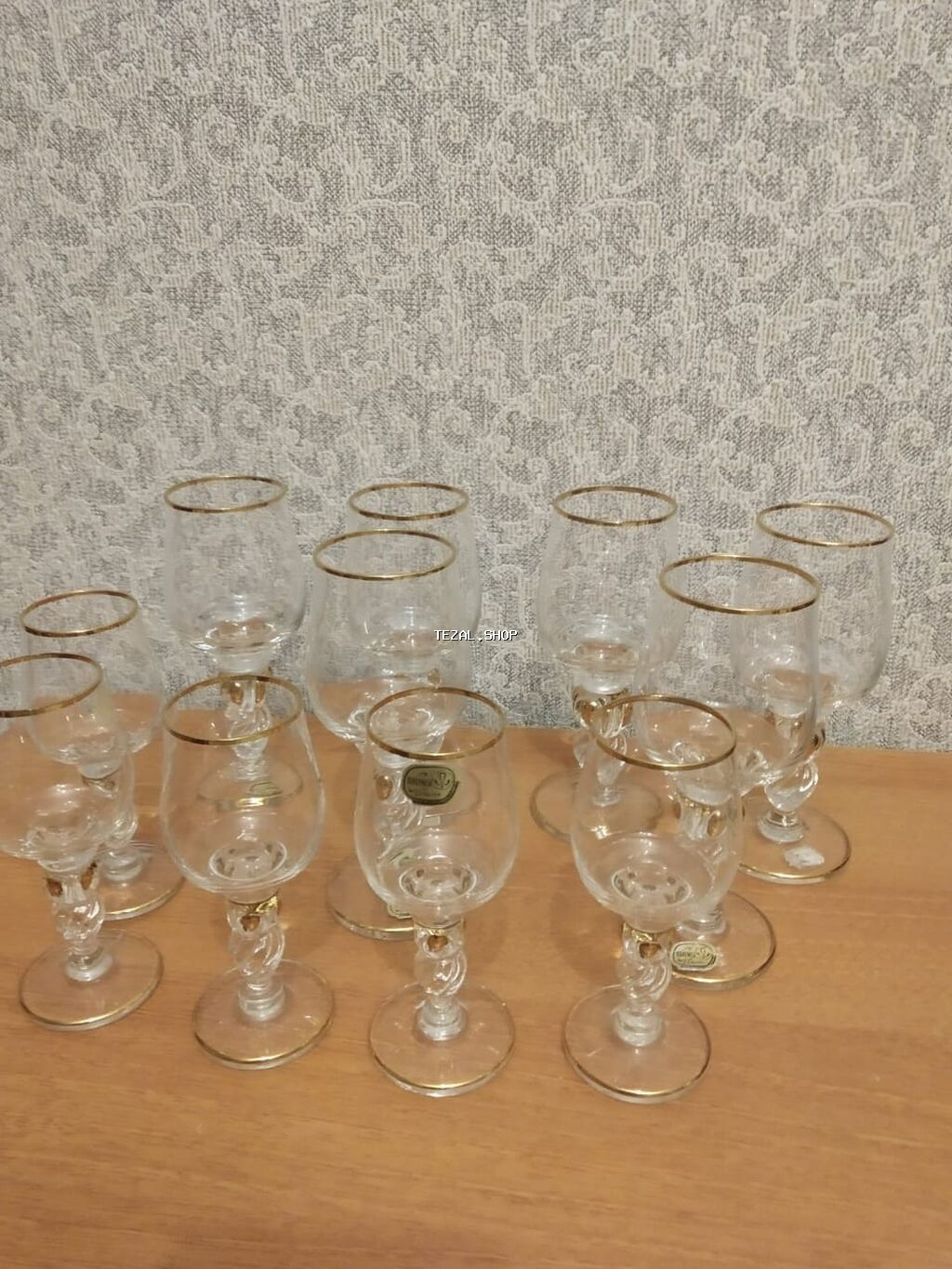 Qədəhlər, rəng - Qızılı, Şüşə, 12 ədədli dəst, Çexiya