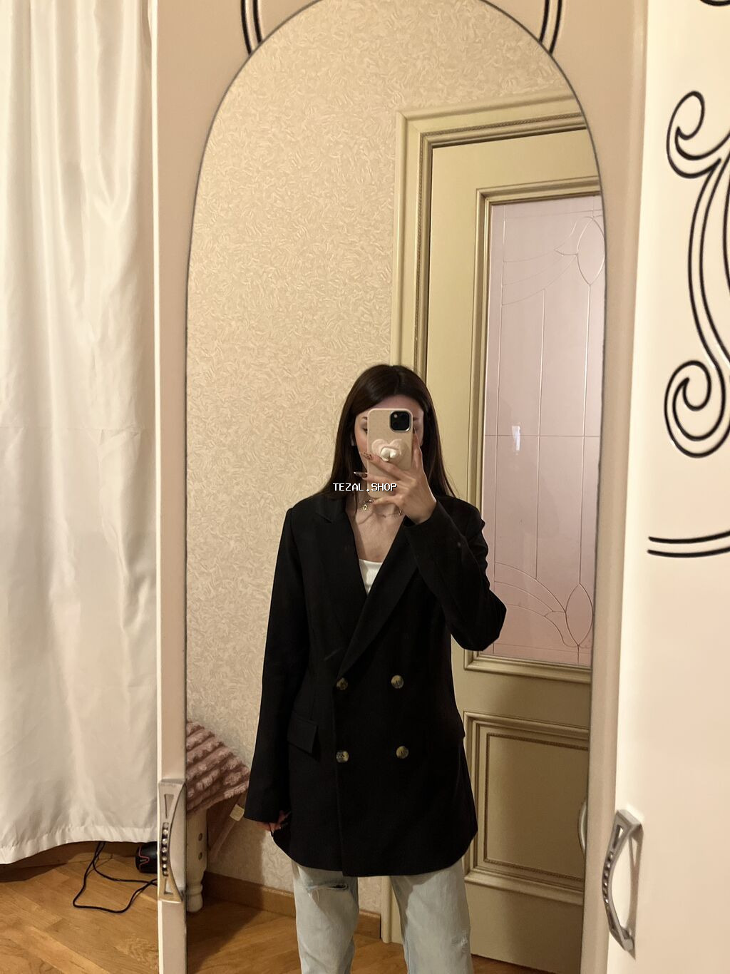 Qadın üçün klassik qara blezer XS-34 olcu biraz oversize model hec - şəkil 2