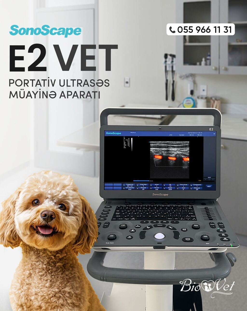 SonoScape E2 VET: Baytarlıqda Rəngli Doppler İndi Daha