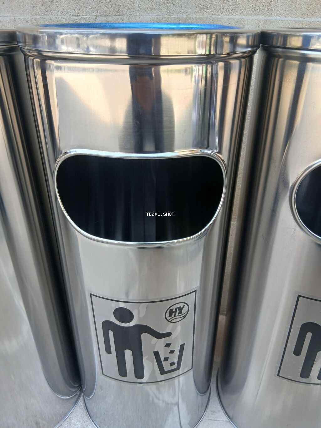 Paslanmayan poladdan hazırlanmış bu silindrik zibil qutusu həm daxili - şəkil 3