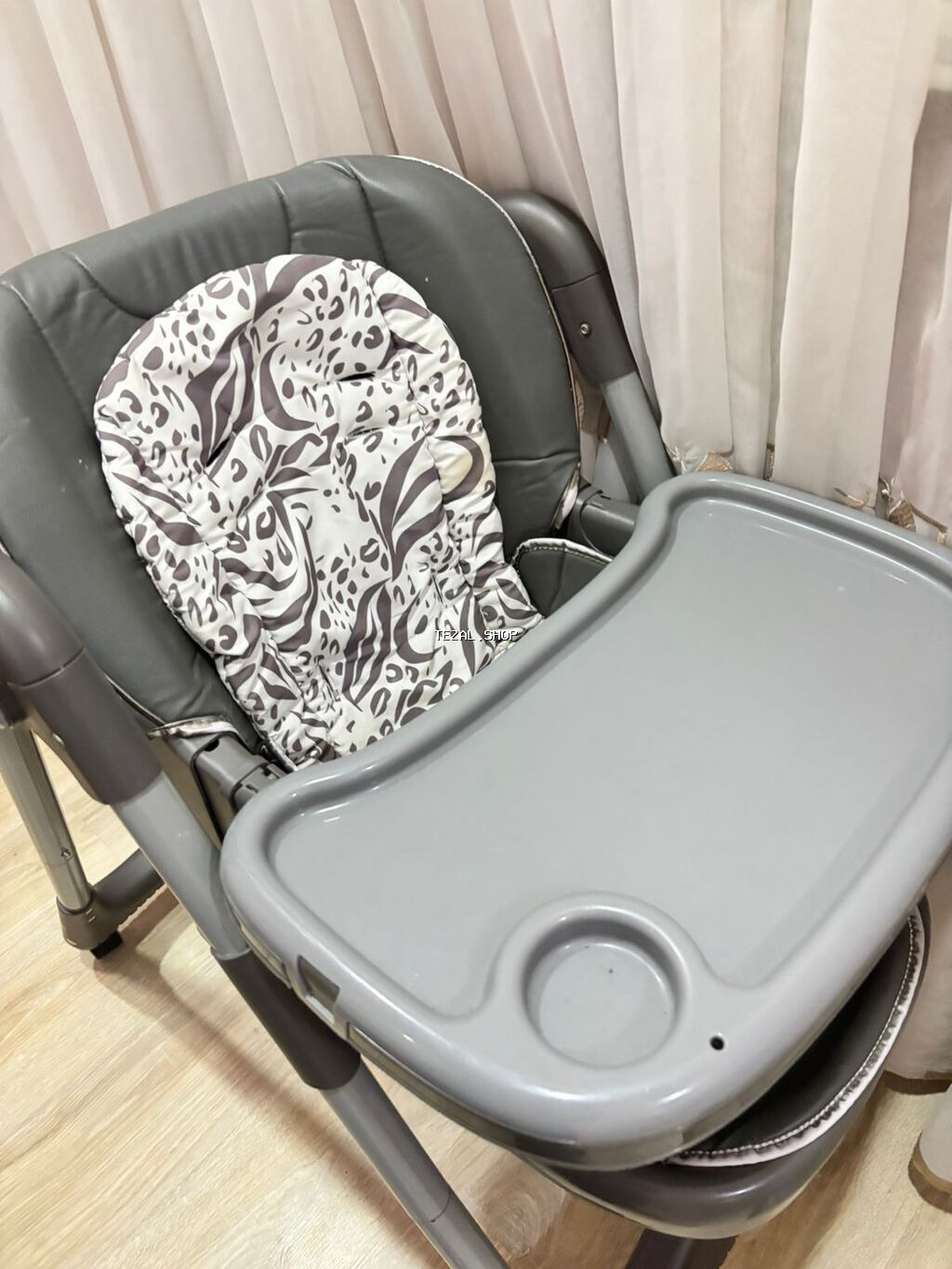 Uşaq yemək kreslosu - Rəng: boz/gümüş tonları, naxışlı yumşaq - şəkil 4