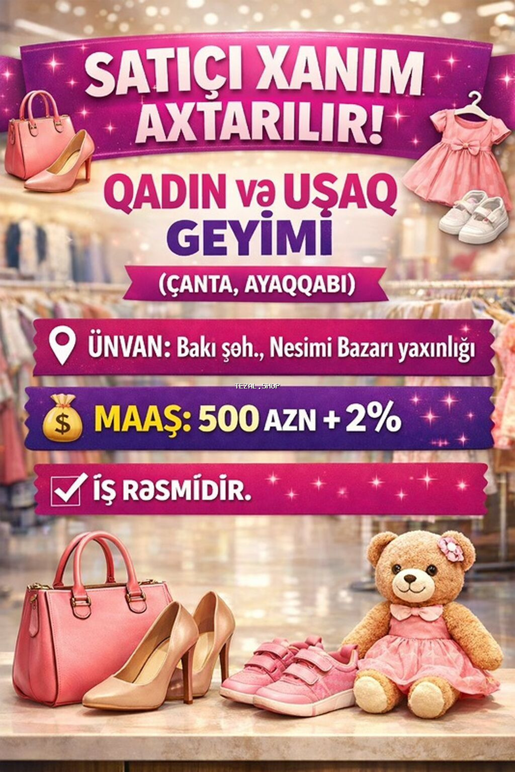Satış məsləhətçisi tələb olunur, Yalnız qadınlar üçün