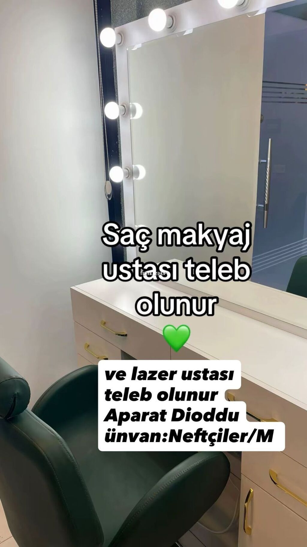 Saç və makiyaj ustası, həmçinin lazer epilyasiya ustası tələb olunur - şəkil 2