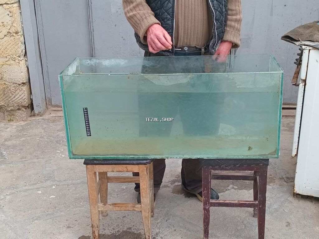 Şüşə akvarium - Düzbucaqlı forma, şəffaf şüşə - Təxminən uzunluq - şəkil 2