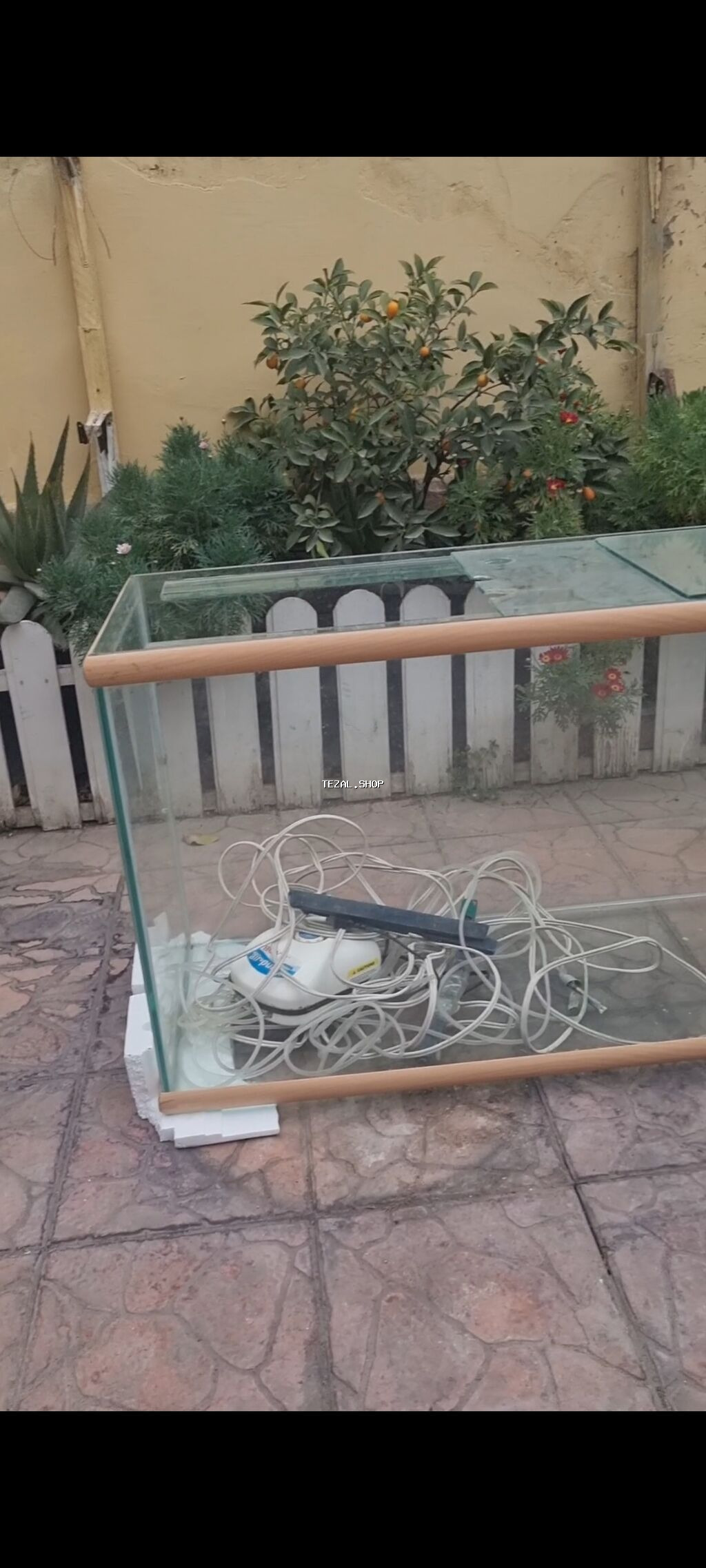 Şüşə akvarium komplekti - Material: qalın şüşə panellər, kənarlarda - şəkil 5