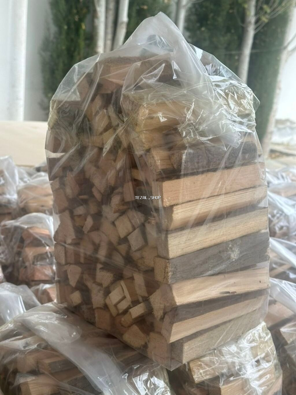 Məhsul: Ocaq/Manqal üçün qablaşdırılmış odun payları Təsvir: - Şəffaf - şəkil 3