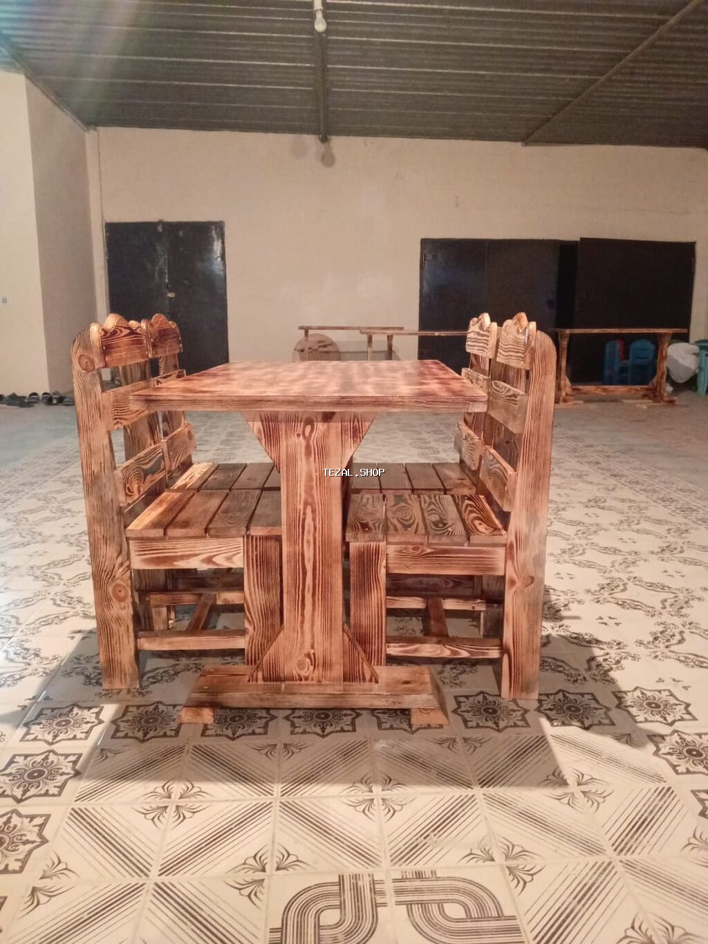 Yeni, Dördbucaq masa, 4 stul, Açılmayan, Stullar ilə, Taxta, Azərbaycan