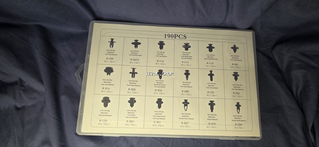 Avtomobil üçün klips və bərkidici dəsti – 190 ədəd - Universal tipli