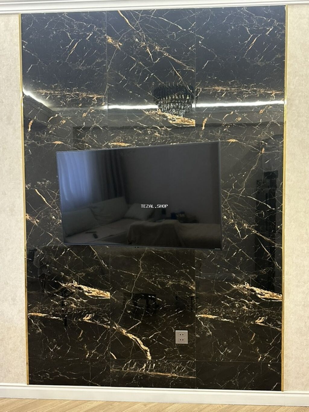 TV arxası mərmər panel (270x180) – premium görünüş TV stend arxası - şəkil 2
