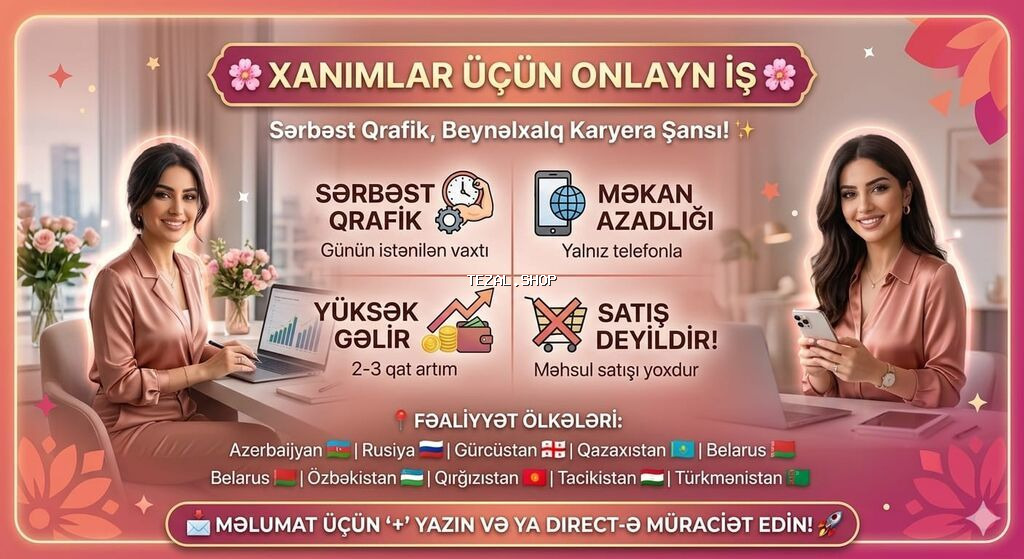 Çağrı mərkəzi operatoru tələb olunur, Yalnız qadınlar üçün, İstənilən yaş, Təcrübəsiz