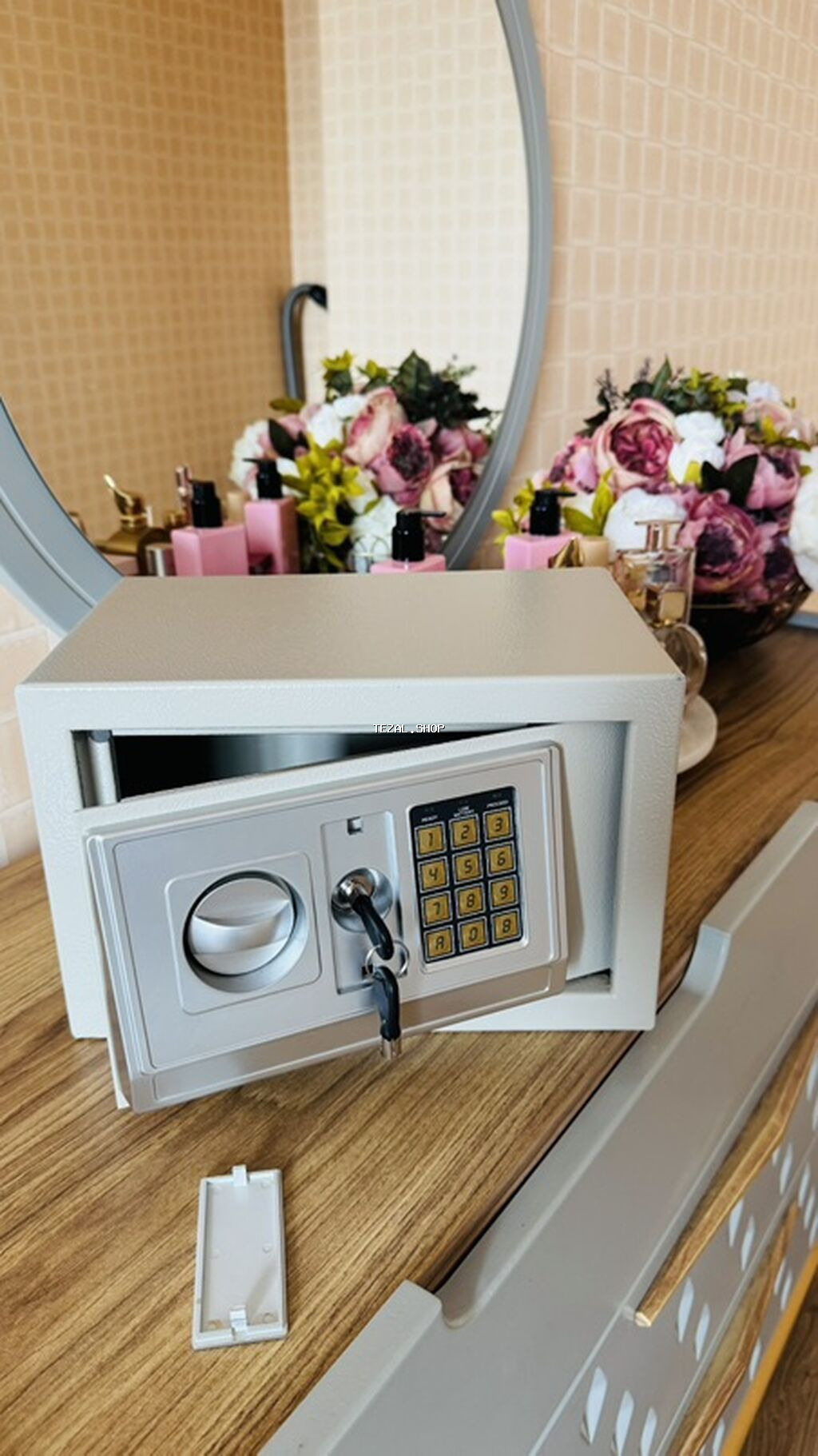 099-597-75-75 Elektron şifrəli kiçik seyf - Material: qalın metal - şəkil 2