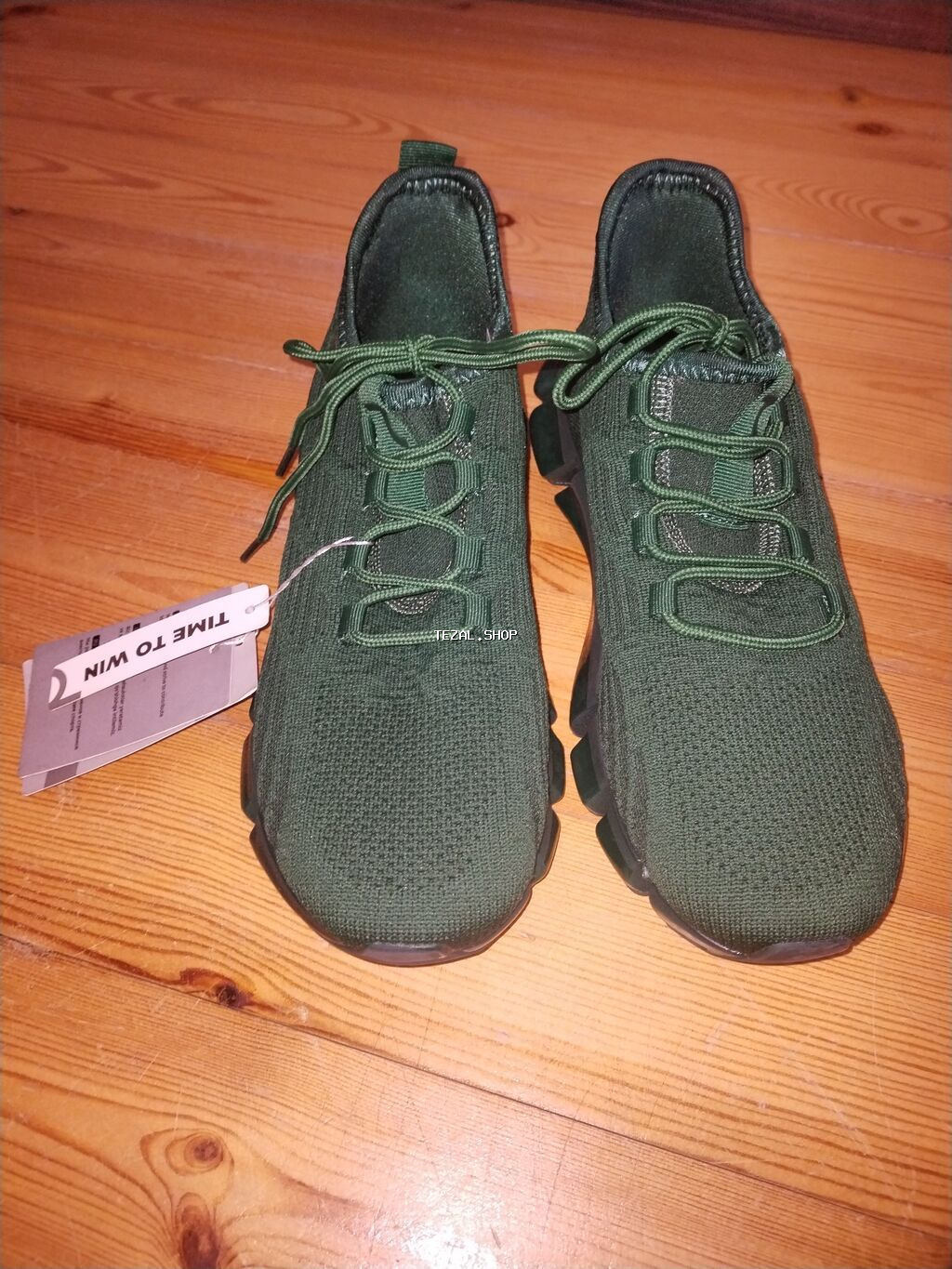 Yaşıl rəngli idman ayaqqabısı - Model: Şnürlü, neylon/trikotaj üst - şəkil 2