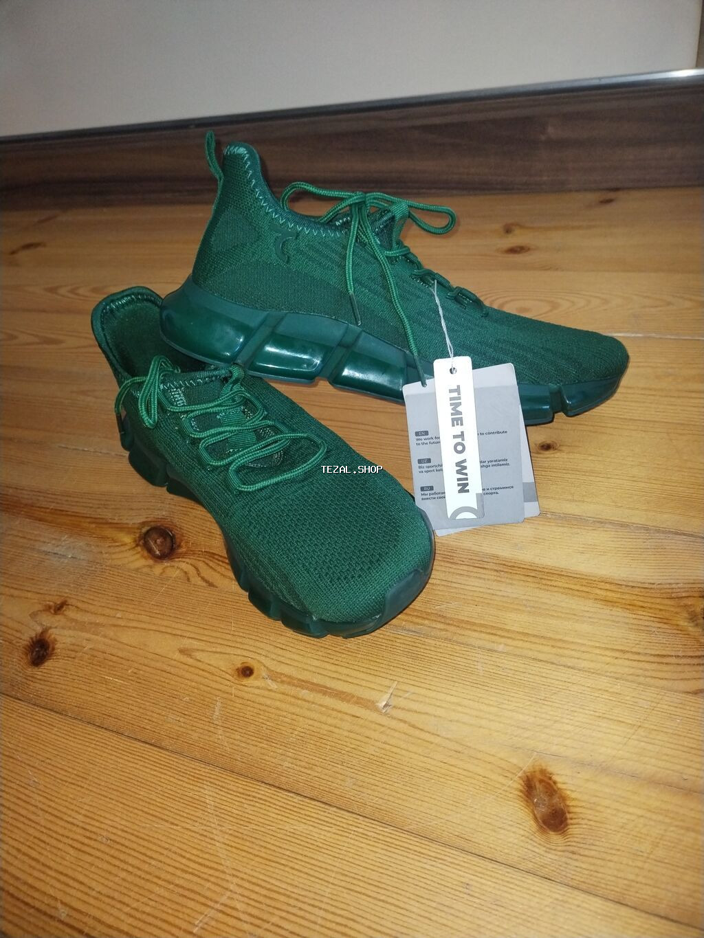 Yaşıl rəngli idman ayaqqabısı - Model: Şnürlü, neylon/trikotaj üst - şəkil 4