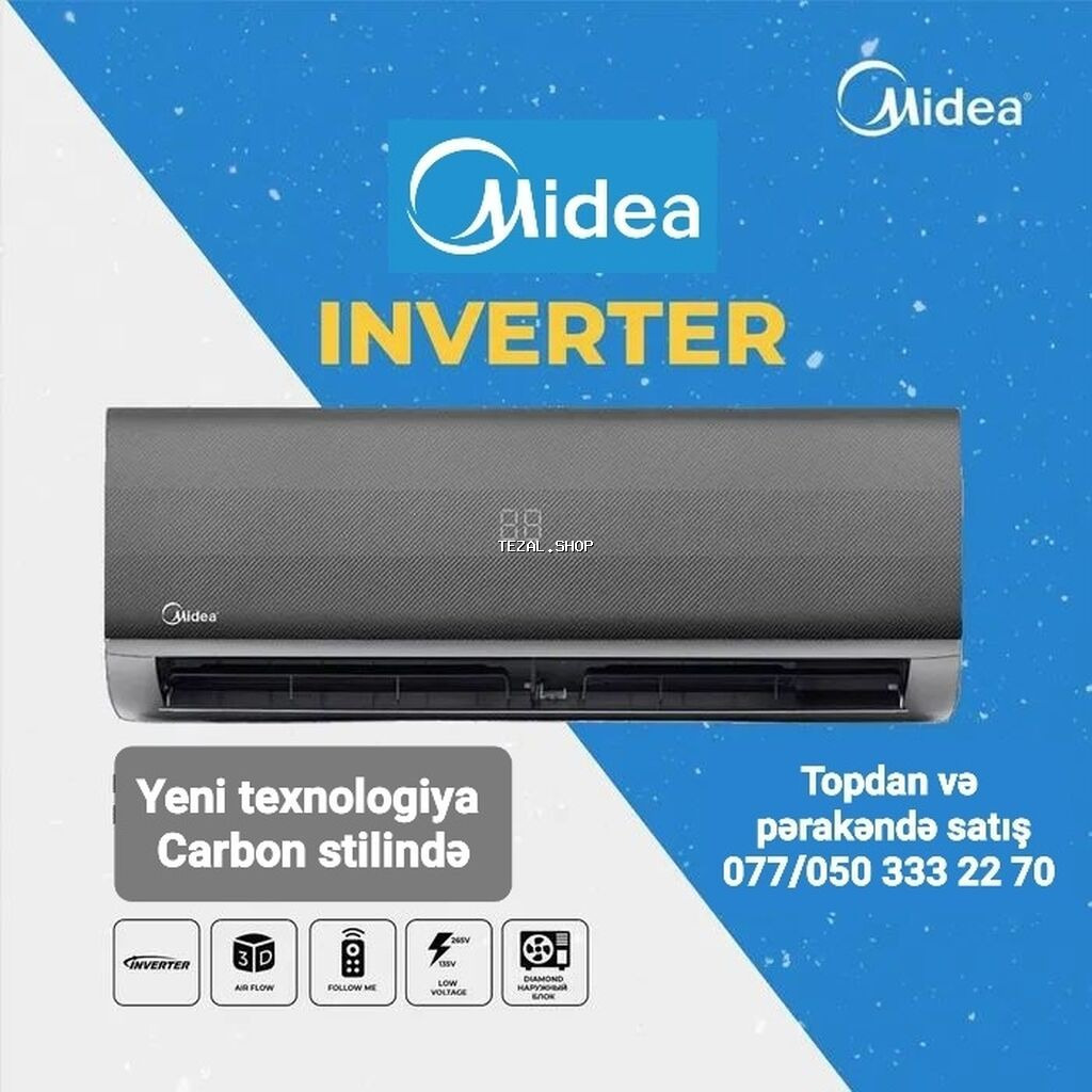 Kondisioner Midea, Yeni, 20-25 kv. m, Split sistem, Kredit var, Pulsuz quraşdırılma