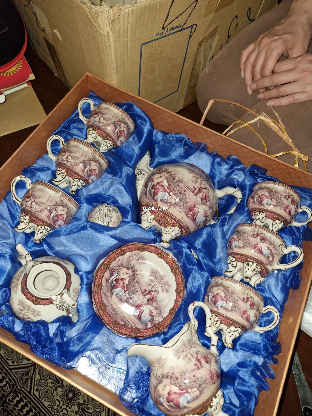 Çay dəsti, rəng - Qızılı, Farfor - şəkil 2