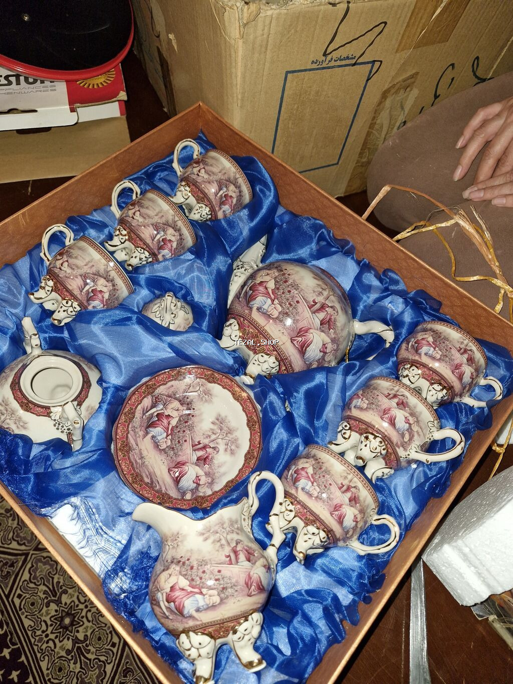 Çay dəsti, rəng - Qızılı, Farfor - şəkil 3