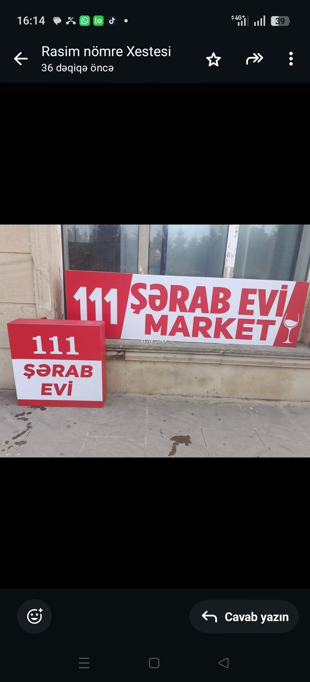 Təcili satılır! Market və ya şərab evi üçün hazır reklam lövhəsi