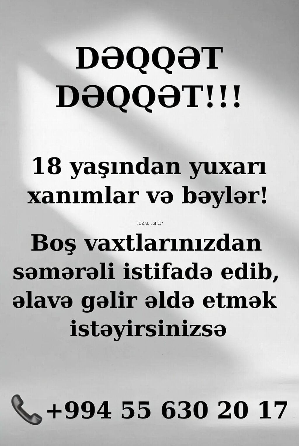 Xidmət: Boş vaxtdan səmərəli istifadə edərək əlavə gəlir qazanmaq