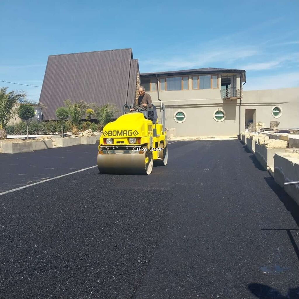 Asfalt islerinin görülməsi. Mehle ici, yollar,bina heyetleri, ofis