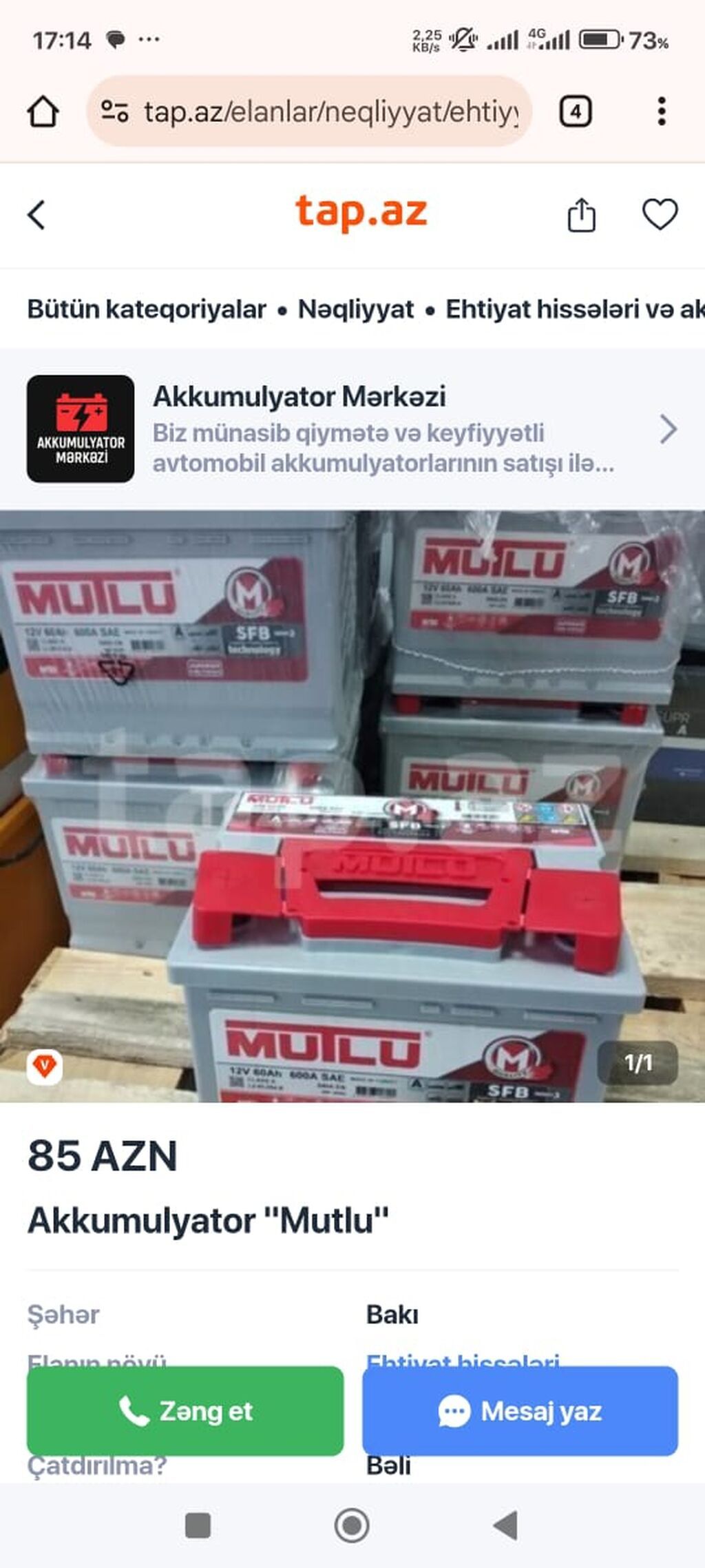 " AKKUMULYATOR MƏRKƏZİ " Bütün Ölçülər mövcuddur.🙏👍✅ •Ünvan: * Bakı