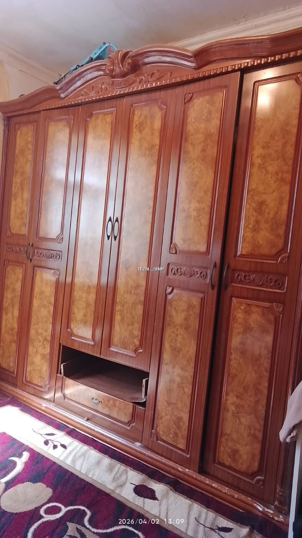 6 qapı, Siyirməli, Qəhvəyi, Taxta, Açılan, Düz dolab - şəkil 2