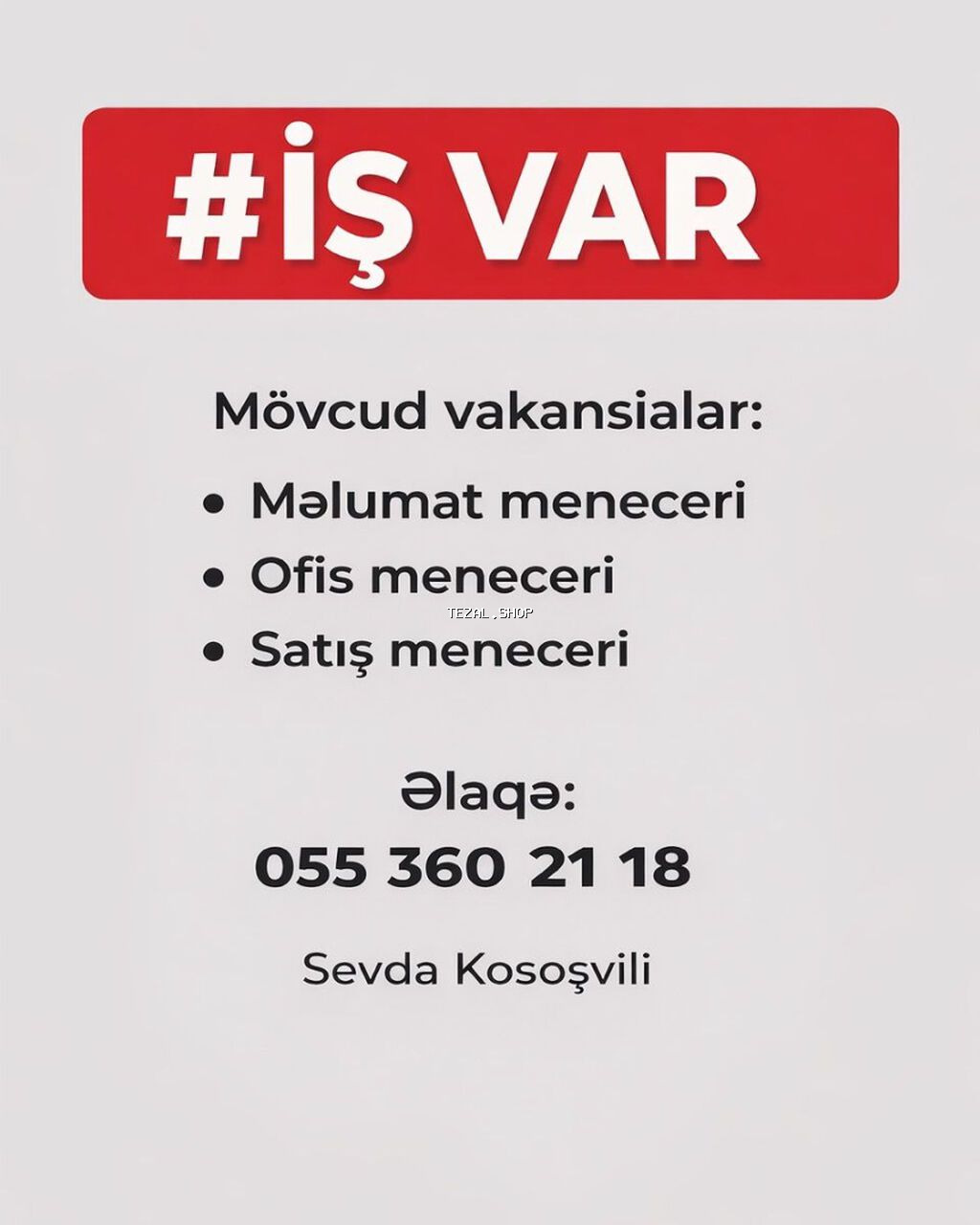 Ofis menecer, katib tələb olunur, 30-45 yaş, Təcrübəsiz