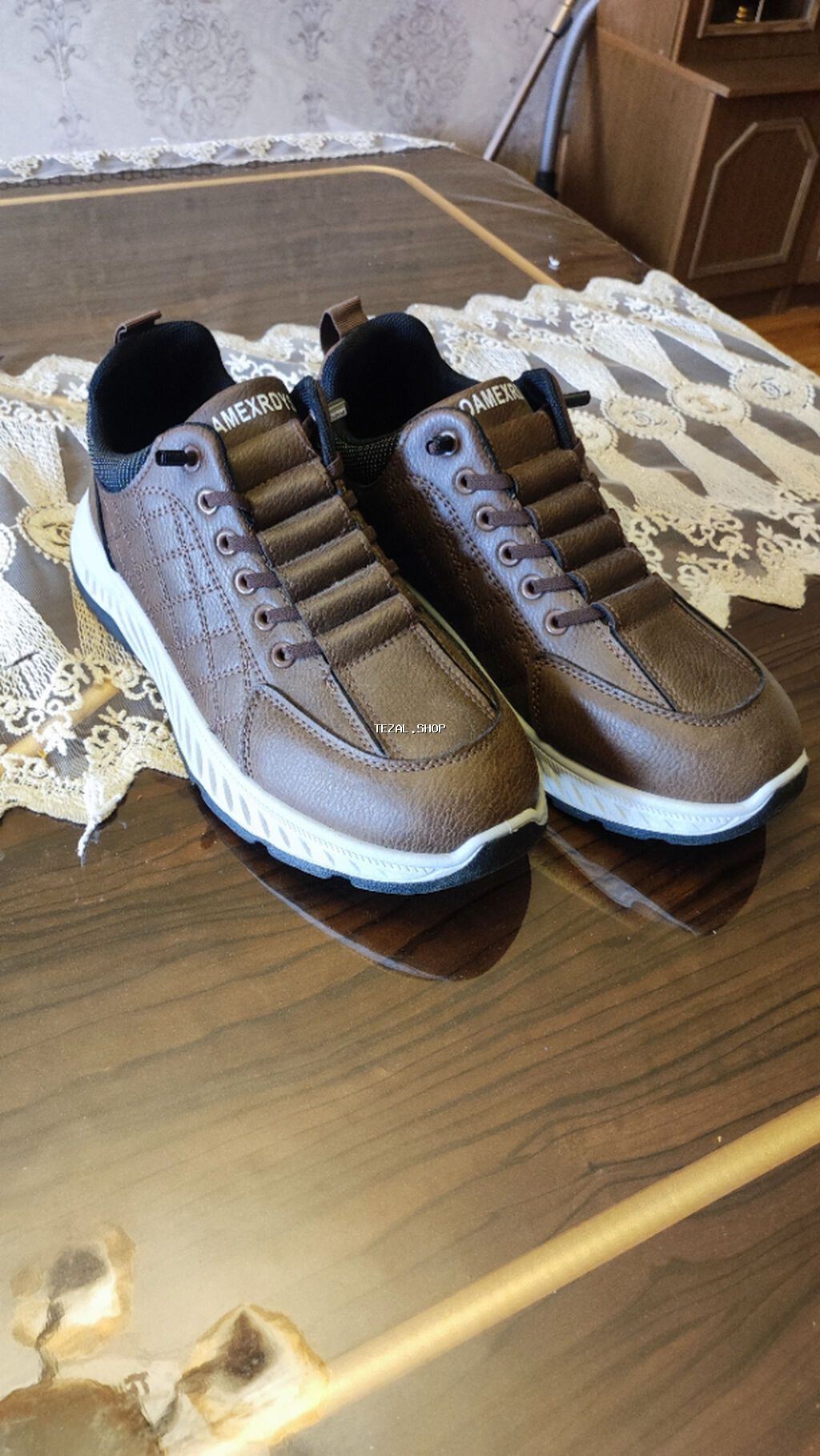 Kişi idman ayaqqabısı – qəhvəyi rəng - Material: üst hissə süni dəri