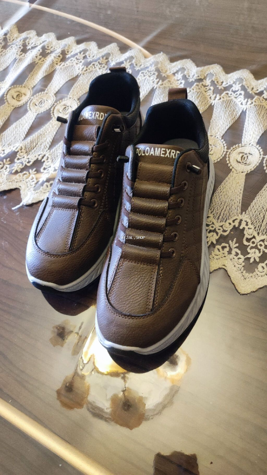 Kişi idman ayaqqabısı – qəhvəyi rəng - Material: üst hissə süni dəri - şəkil 2