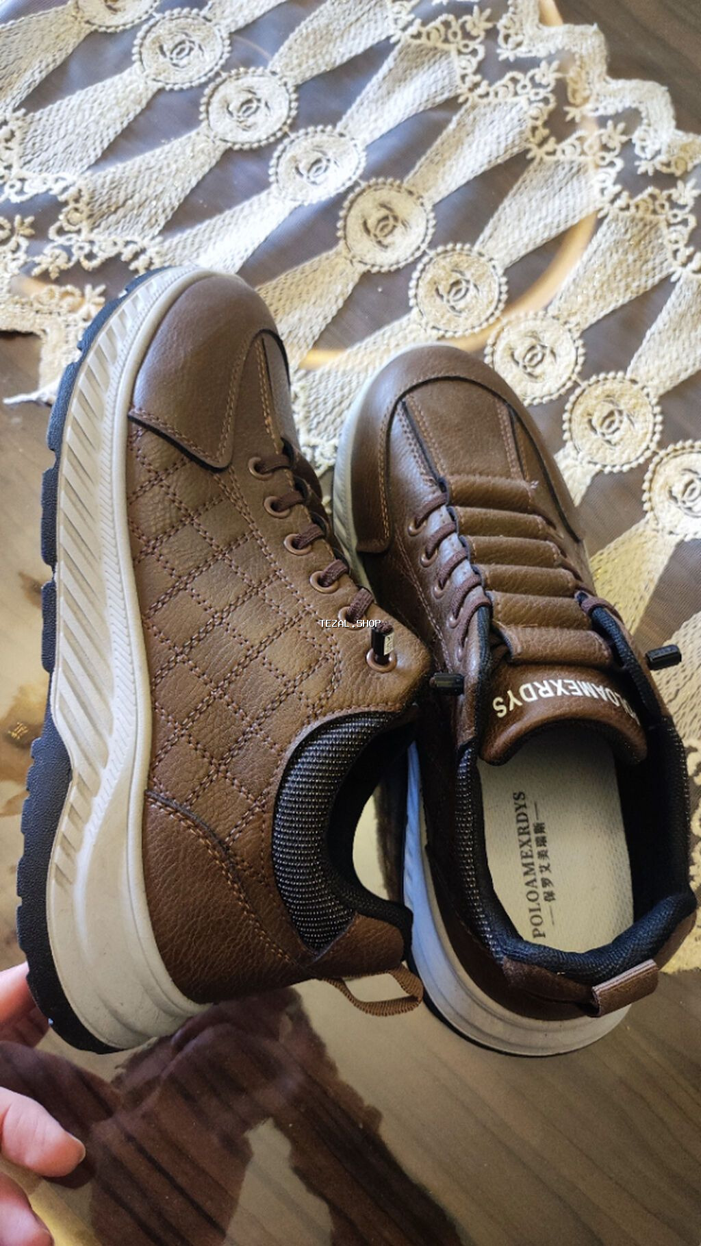 Kişi idman ayaqqabısı – qəhvəyi rəng - Material: üst hissə süni dəri - şəkil 4