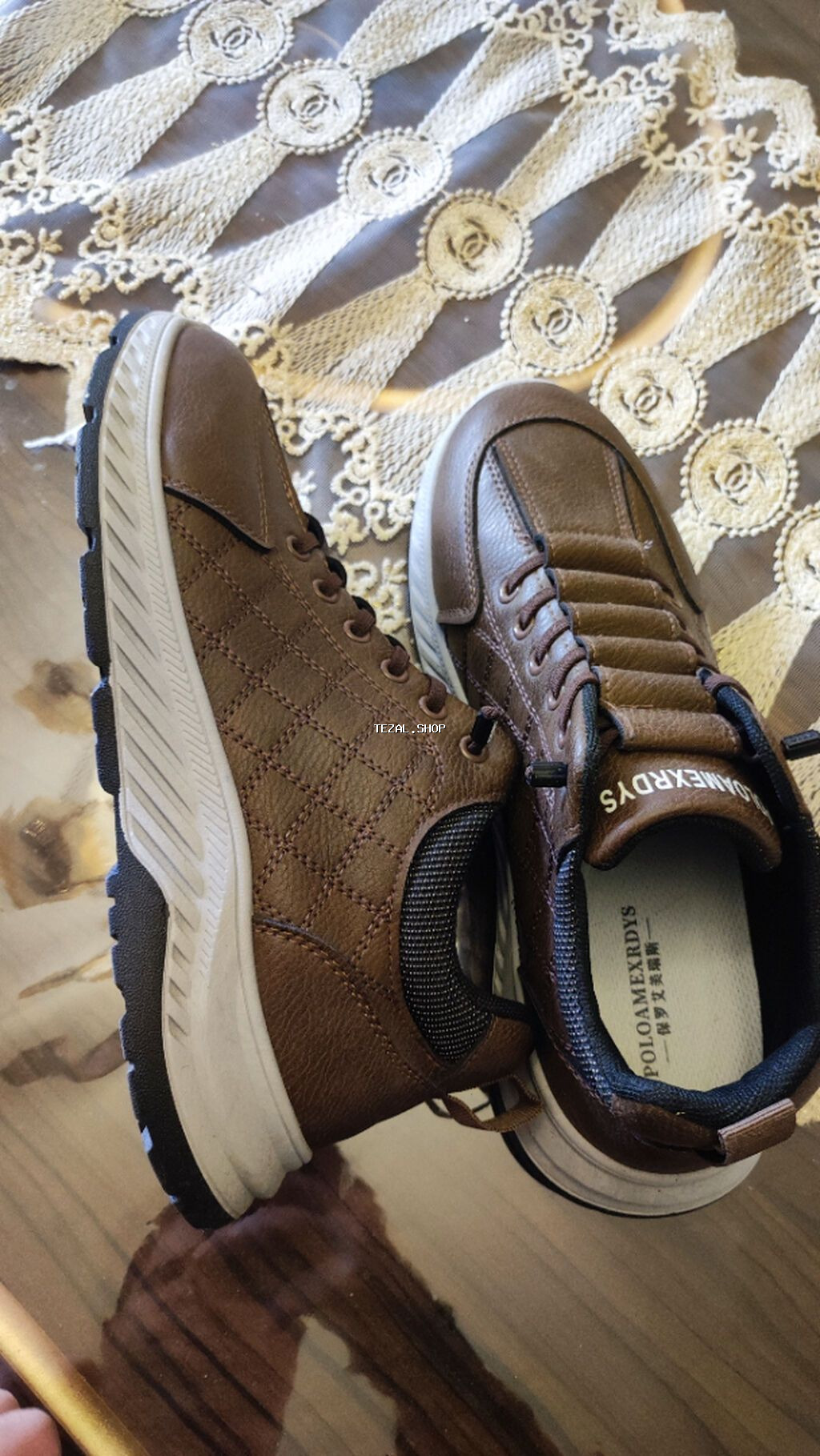 Kişi idman ayaqqabısı – qəhvəyi rəng - Material: üst hissə süni dəri - şəkil 5