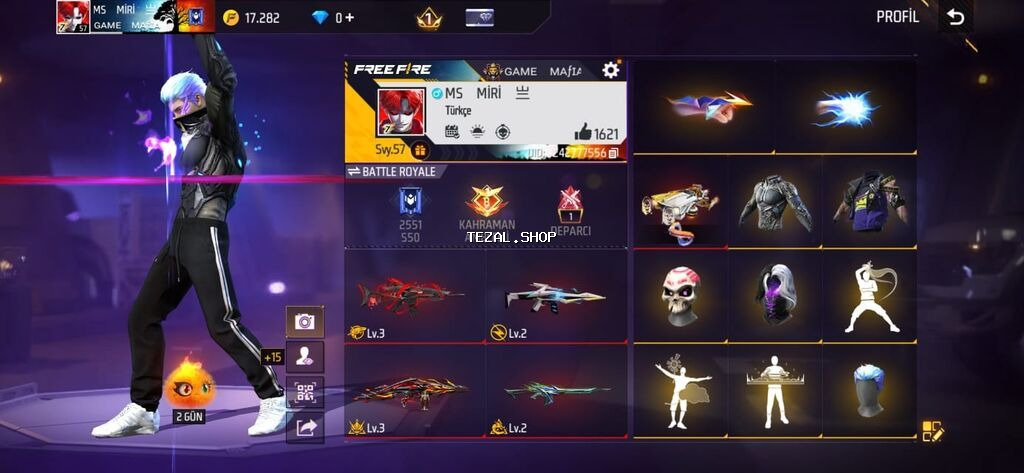 Free Fire hesabı – yüksək səviyyəli, zəngin kolleksiya və skinlər -