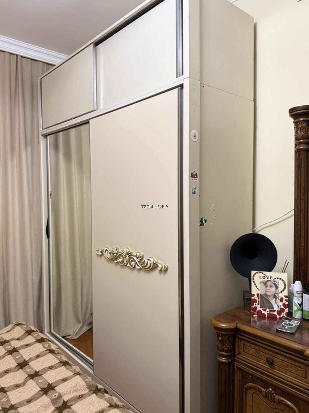 2 qapılı, Güzgülü, Bej, Digər material, Kupe, Düz dolab