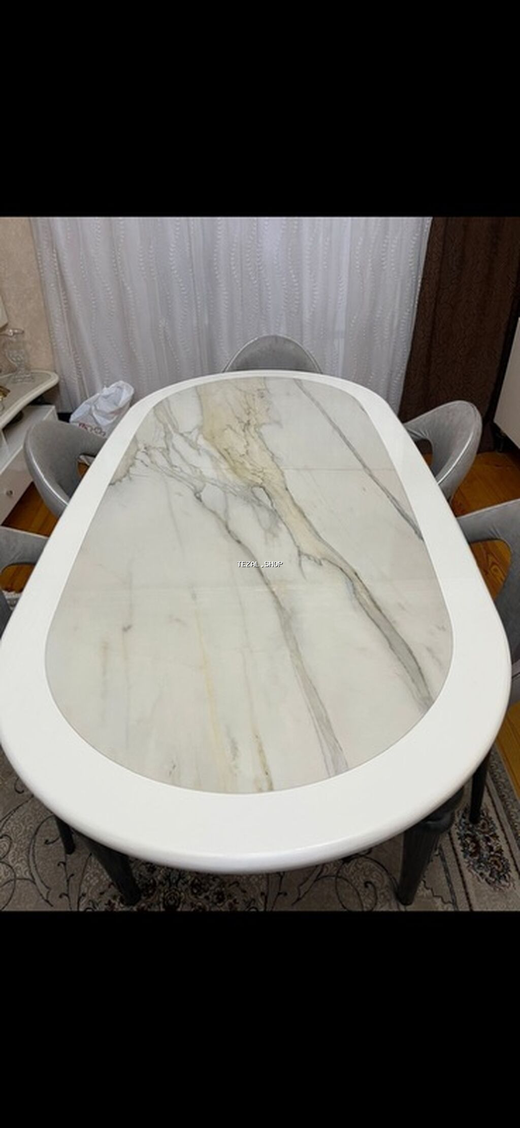 Mətbəx üçün, Açılmayan, Oval masa, 6 stul