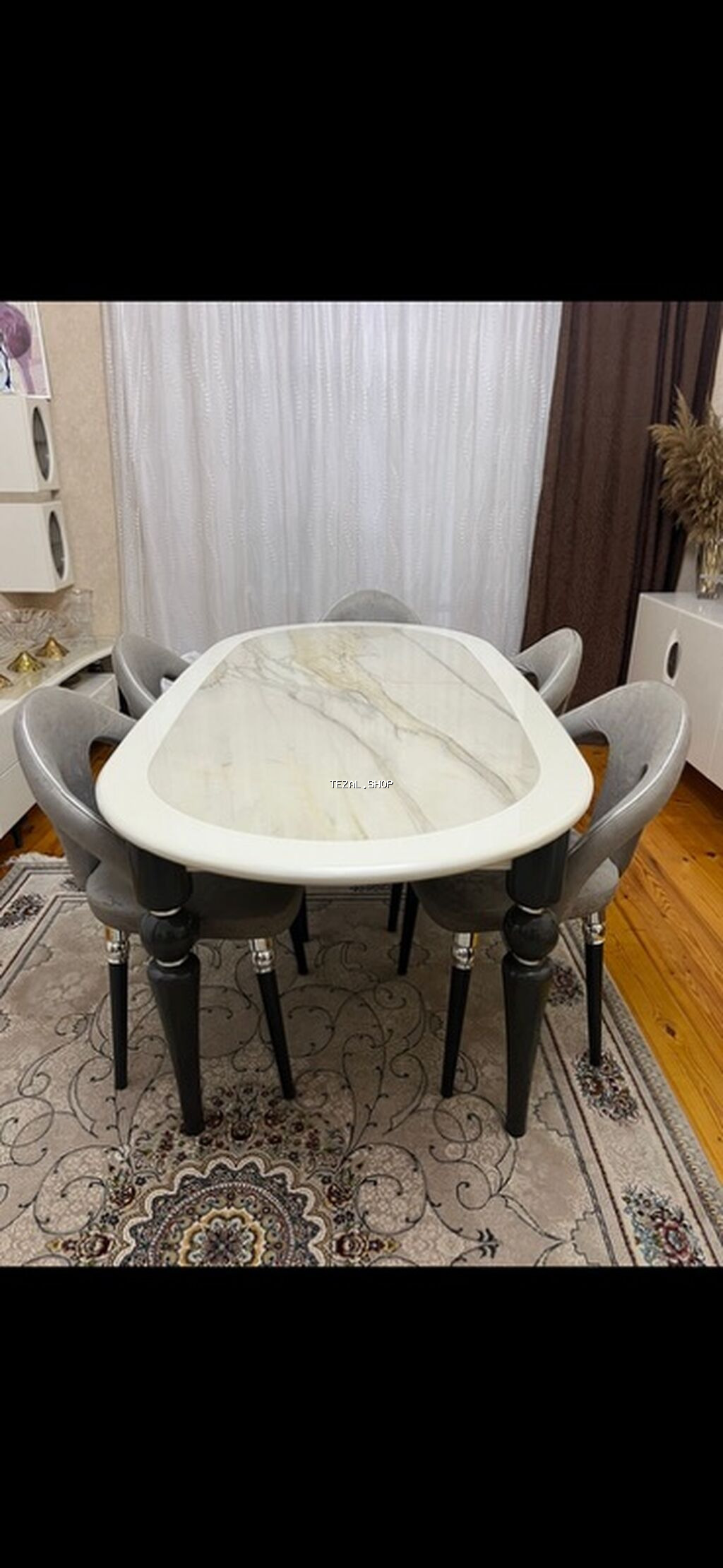 Mətbəx üçün, Açılmayan, Oval masa, 6 stul - şəkil 4