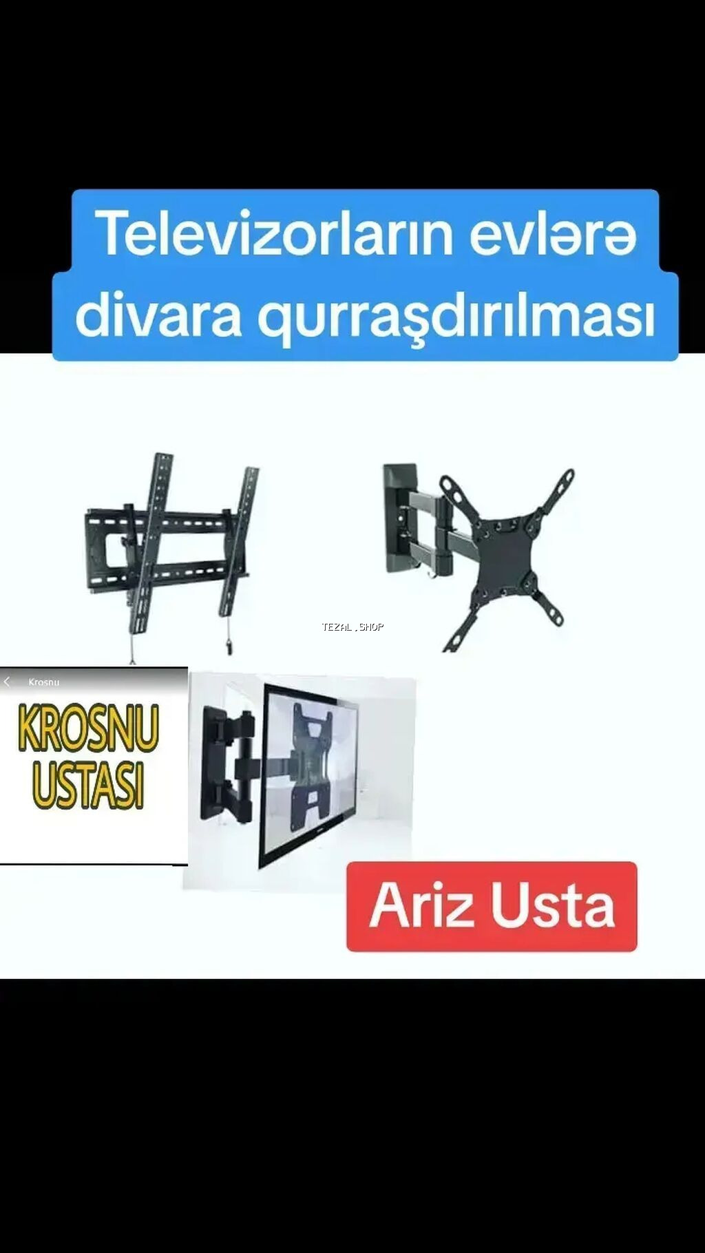 Xidmət: Televizor və krosnu/qəbuledici sistemlərinin quraşdırılması