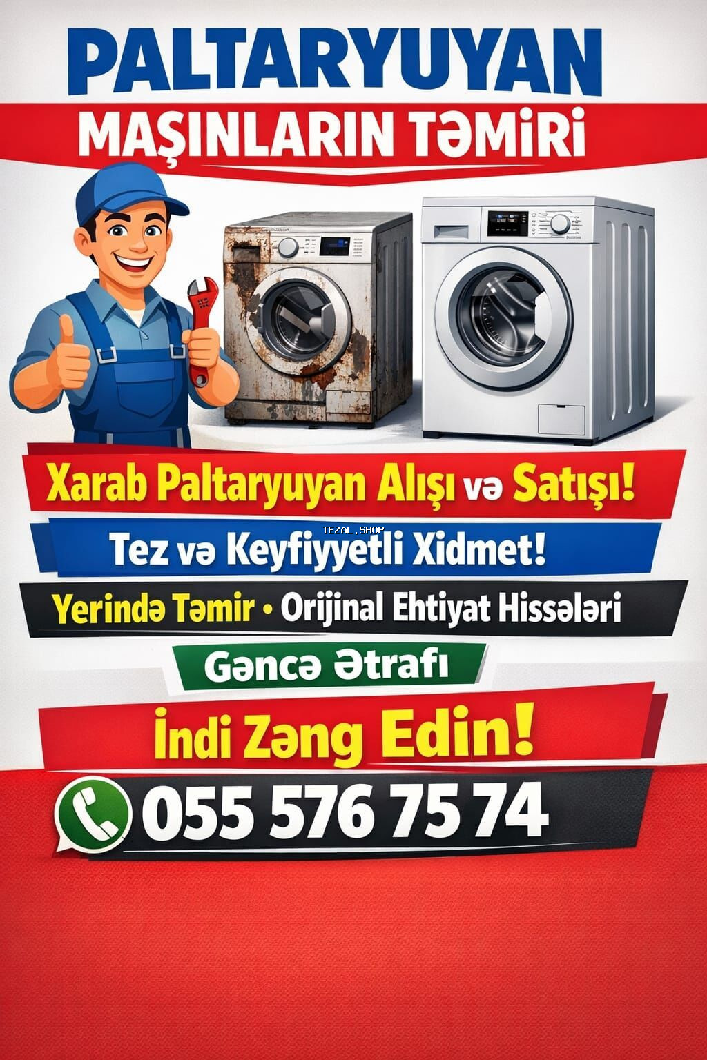 Xidmət: Paltaryuyan maşınlarının peşəkar təmiri və quraşdırılması