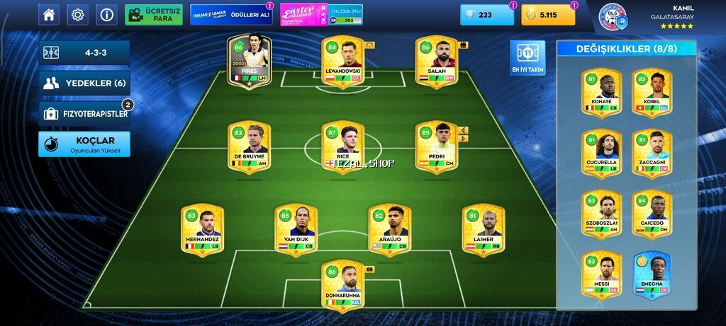 Dls oyunu hesabı – güclü heyət və taktika paketi - Oyun rejimi: 4-3-3