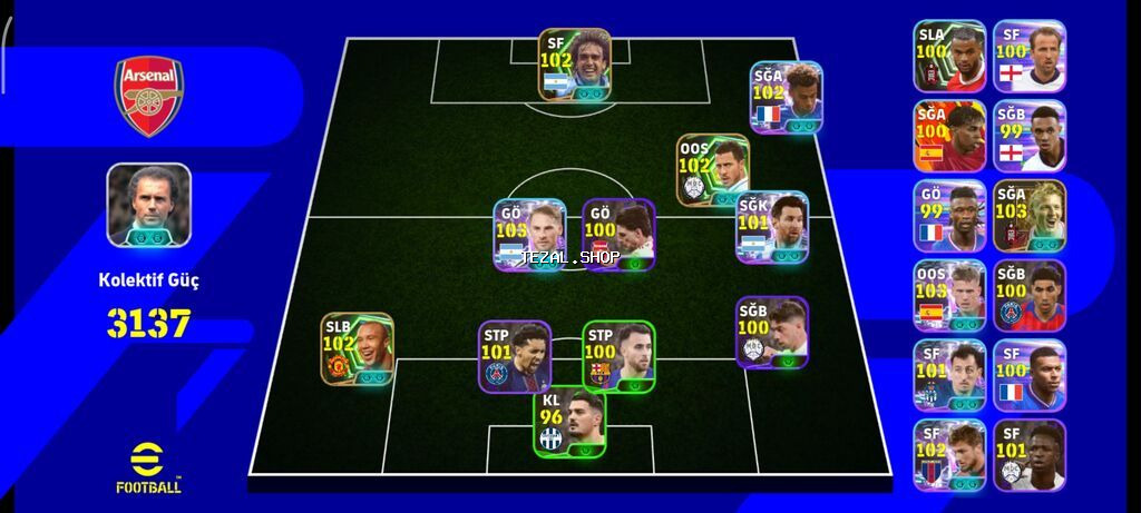 EFootball hesabı – Arsenal temalı komanda quruluşu - Oyun: eFootball