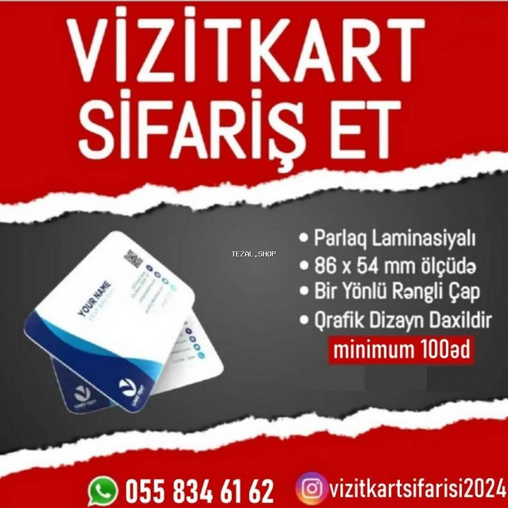 Vizitkart Sifarisi tez bir zamanda tehfil veririk Hazir olma muddeti 2
