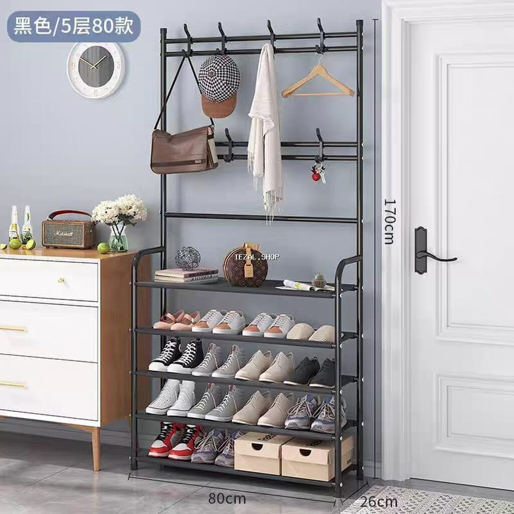 Giriş üçün çoxfunksiyalı paltar asqısı və ayaqqabı rəfi - Ölçülər