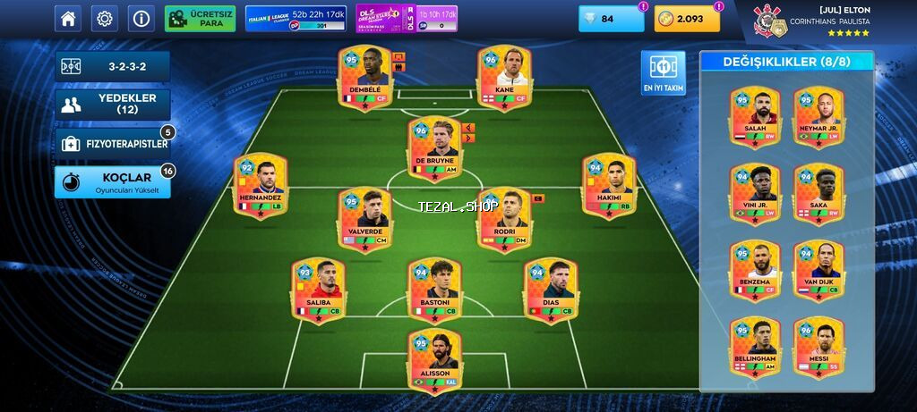 Oyun hesabı – mobil futbol meneceri (Top Eleven tipli) üçün yüksək