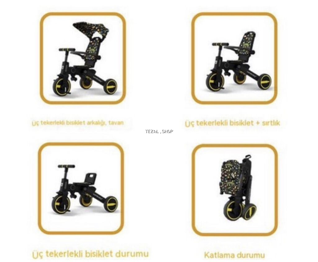 Uşaq üçün çoxfunksiyalı 3 təkərli velosiped/araba - Brend: Uonlibaby - şəkil 2