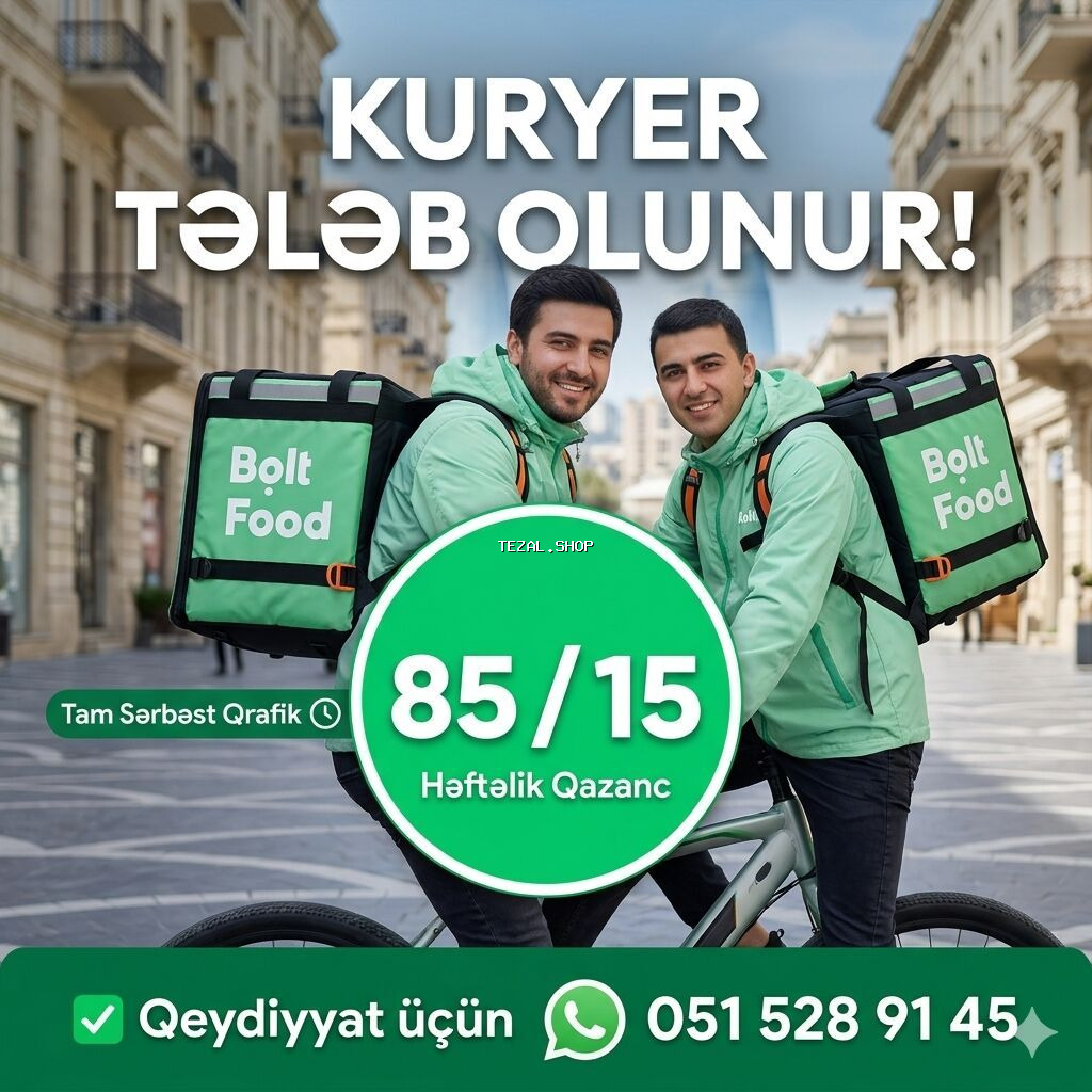 Sürücü-kuryer tələb olunur, Şəxsi nəqliyyat vasitəsi ilə, Həftəlik ödəniş