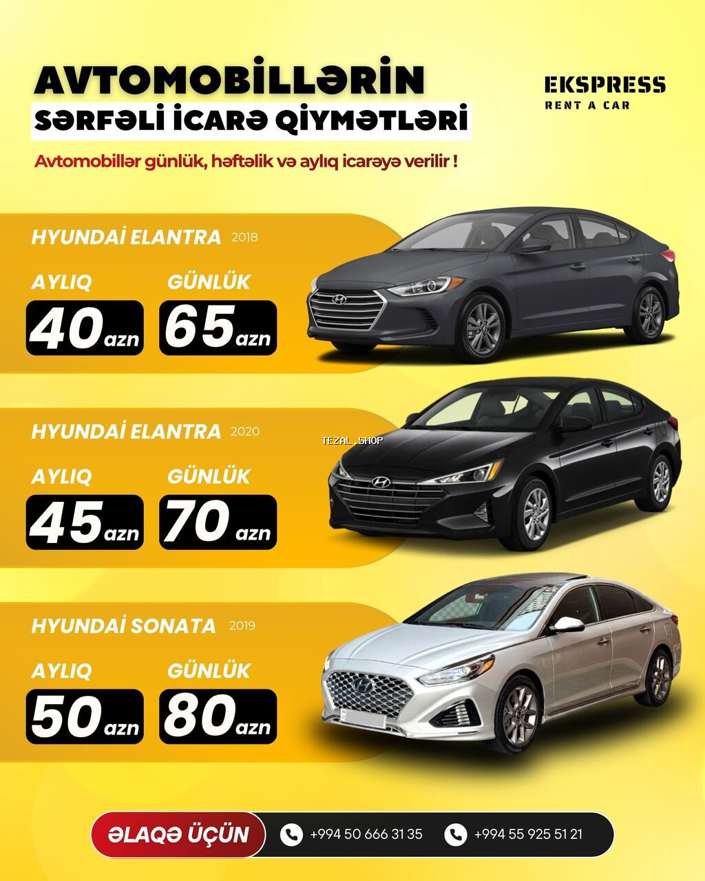 Ekspress Rent a Car – avtomobillərin gündəlik, həftəlik və aylıq