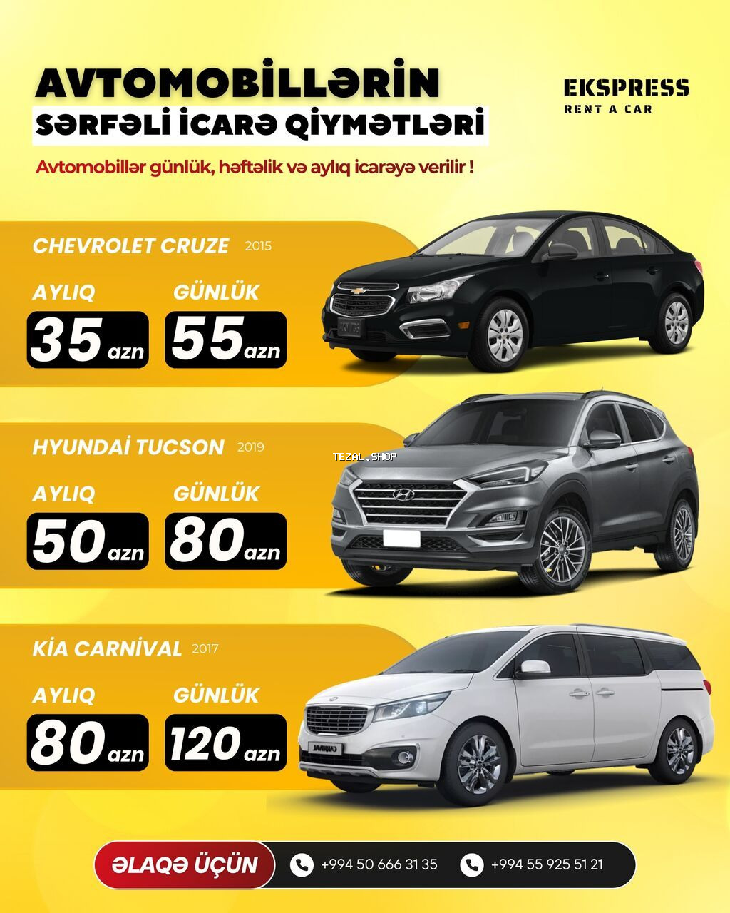 Ekspress Rent a Car – avtomobillərin gündəlik, həftəlik və aylıq - şəkil 3