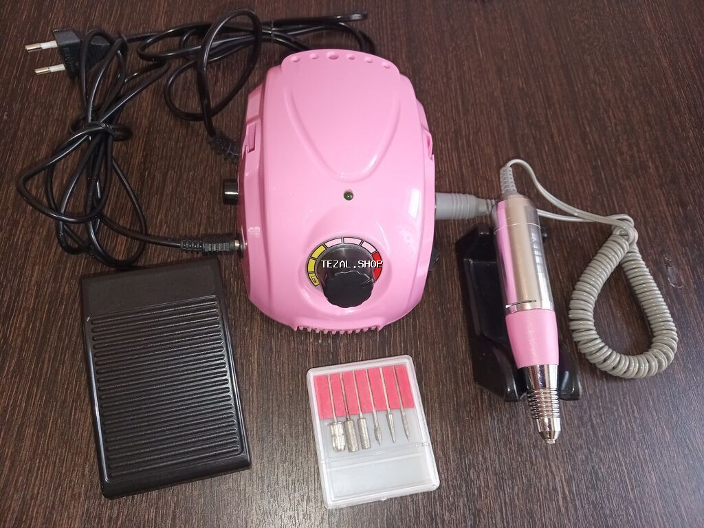 Manikür üçün elektrikli frez aparatı – tam set - Rəng: çəhrayı -