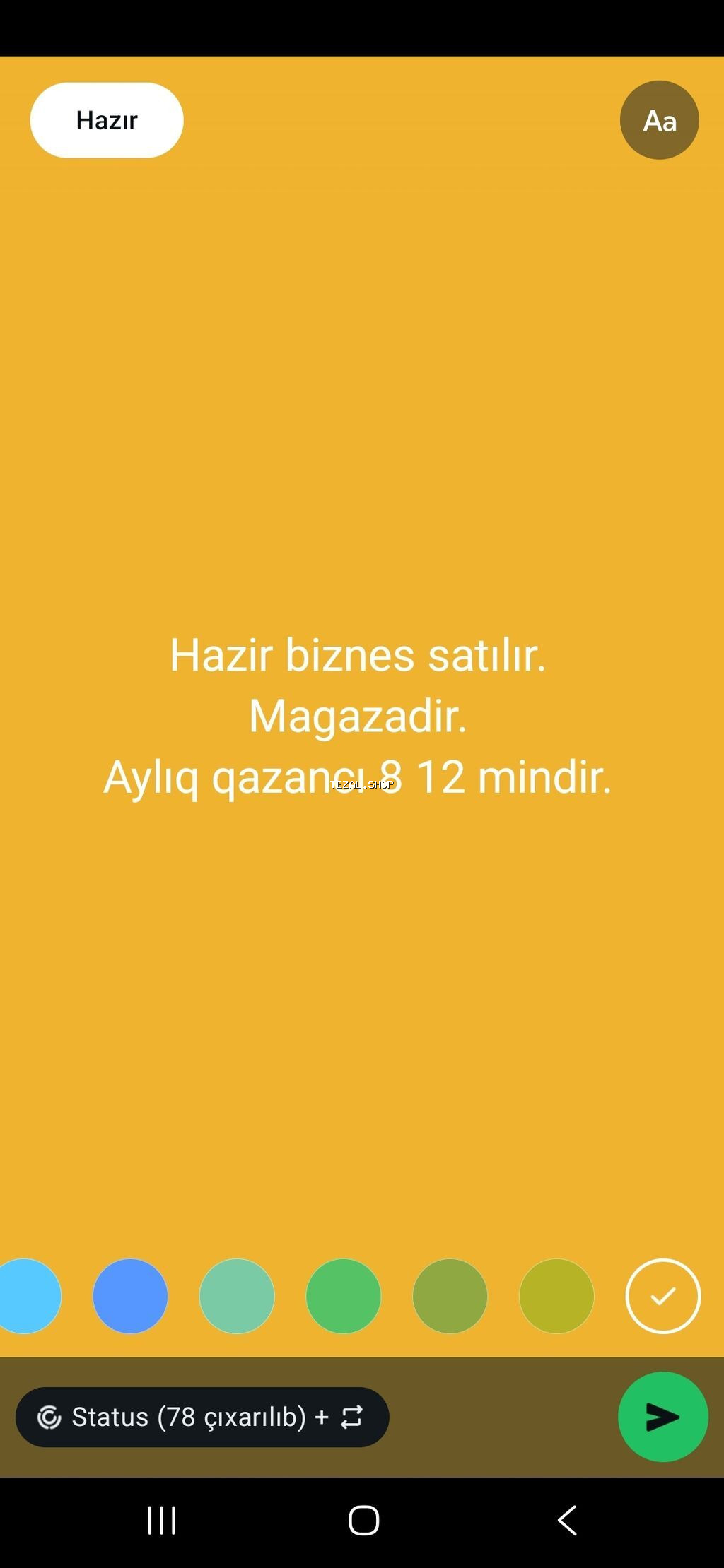 Hazır biznes – mağaza satılır. Ayliq qazanci 8 12 min arasi 5ildir