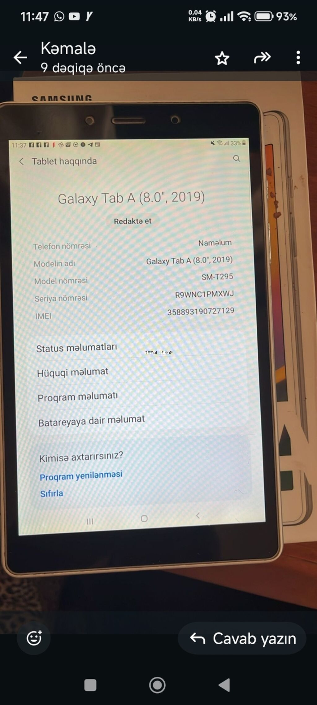 İşlənmiş Samsung Galaxy Tab A8, 8", < 64 GB, Ünvandan götürmə - şəkil 3