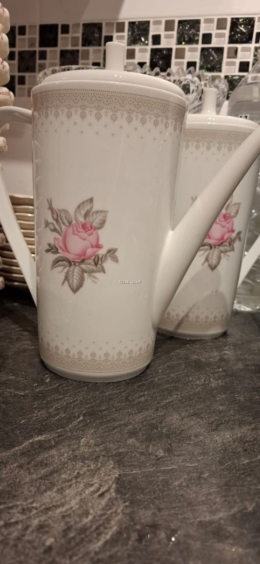 Çay dəsti, rəng - Ağ, Farfor, Almaniya - şəkil 4