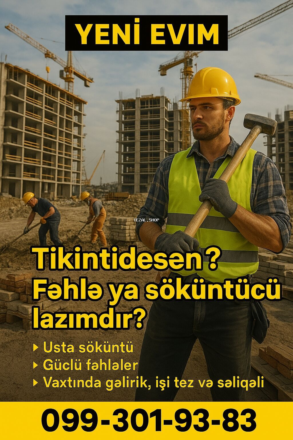 “Yeni Evim” – peşəkar fəhlə və söküntü xidməti - Usta söküntü: beton